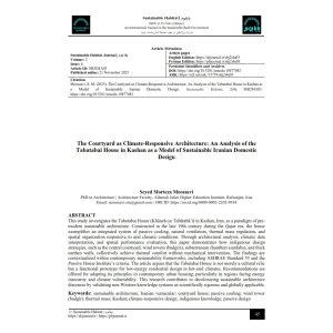 The Courtyard as Climate-Responsive Architecture: An Analysis of the Tabatabai House in Kashan as a Model of Sustainable Iranian Domestic Design